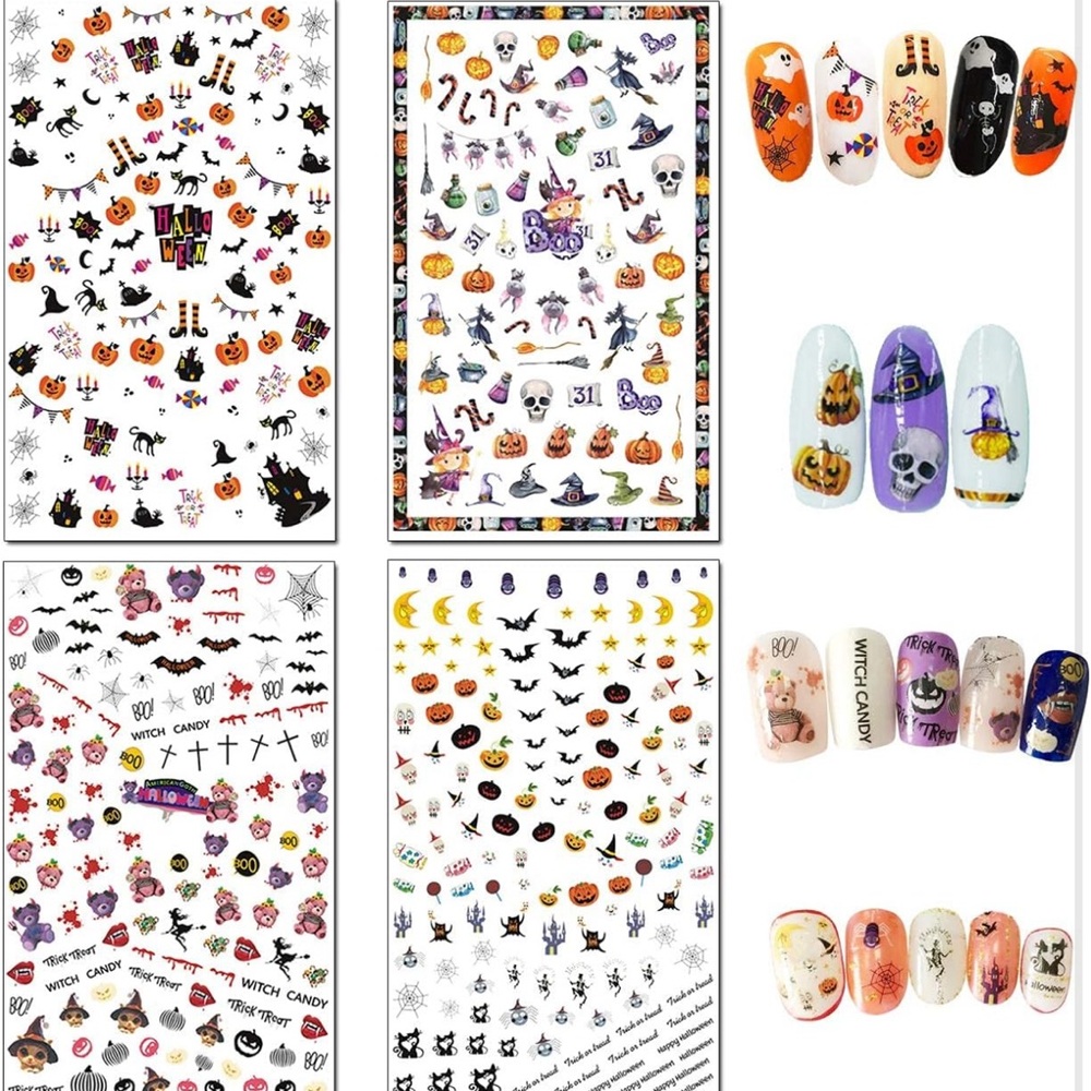 Halloween Nail decoration decal Stickers, 12 Sheets (1500 pcs) - UNOPENED
